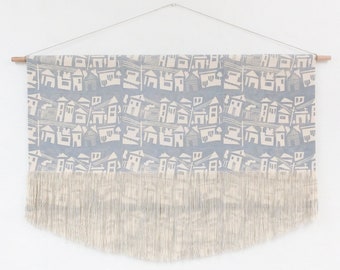 Large Houses Wall Hanging in Grey
