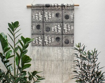 Medium Comet Block Printed Fringe Wall Hanging