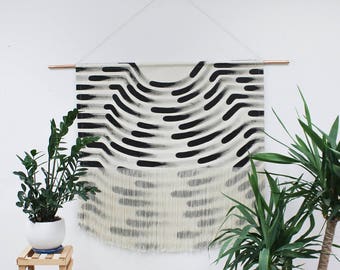 Large Painted Stripe Fringe Wall Hanging