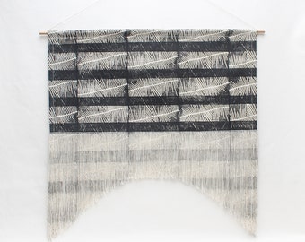 Fern Stripe Fringe Arch Wall Hanging in Black