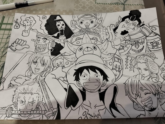 One Piece Drawing, Handmade - Etsy Israel