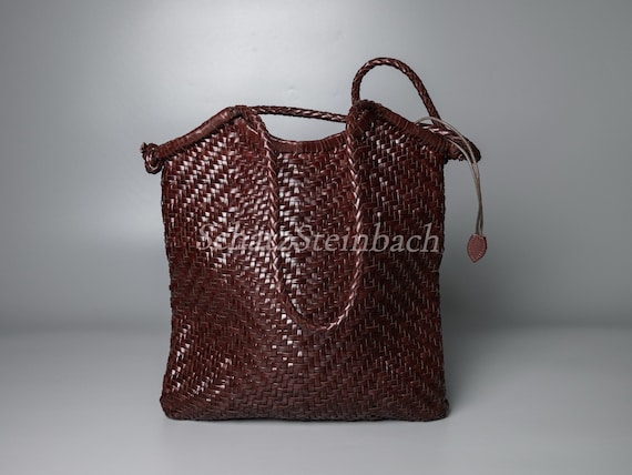 Handwoven Leather Hobo Tote Bag: Chocolate Brown, Slouchy Beach Handbag