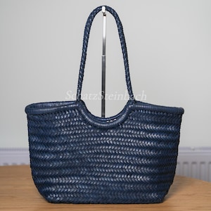 Borsa a tracolla Dina in vera pelle intrecciata a mano – Stile vacanza al mare con lavorazione a trecce