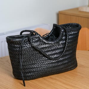 Dina handwoven Leather Hobo Tote braided holiday beach bag gift for her image 6