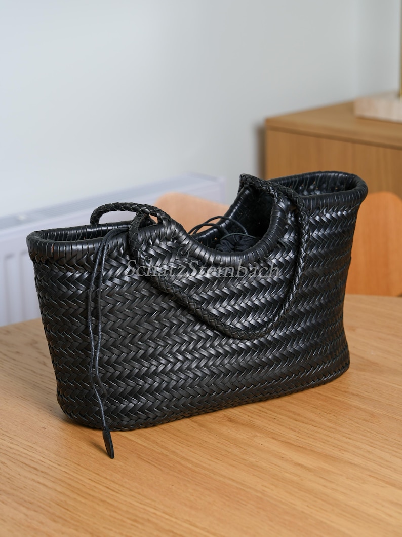 Dina handwoven Leather Hobo Tote braided holiday beach bag gift for her image 6