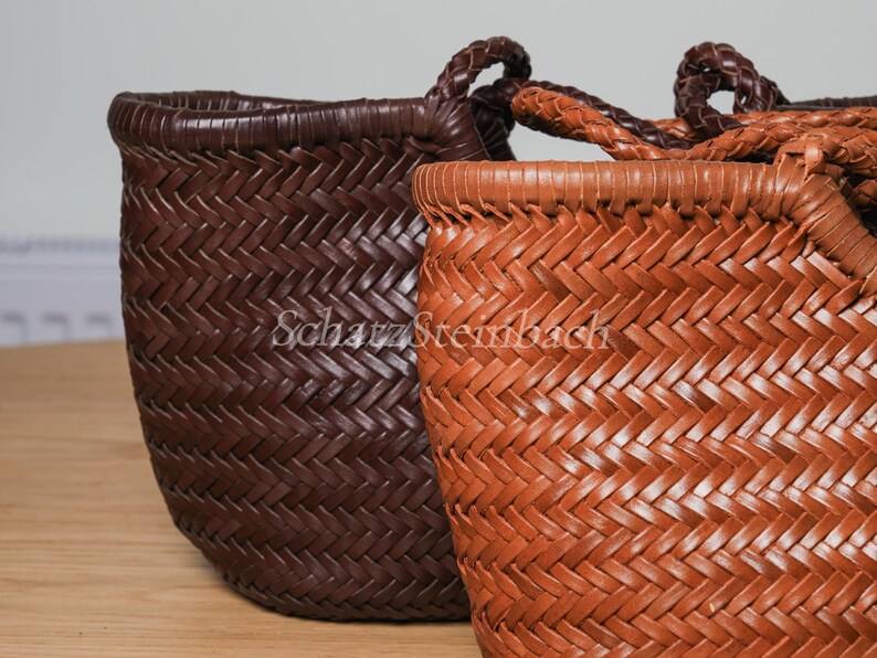 Dina handwoven Leather Hobo Tote braided holiday beach bag gift for her image 5