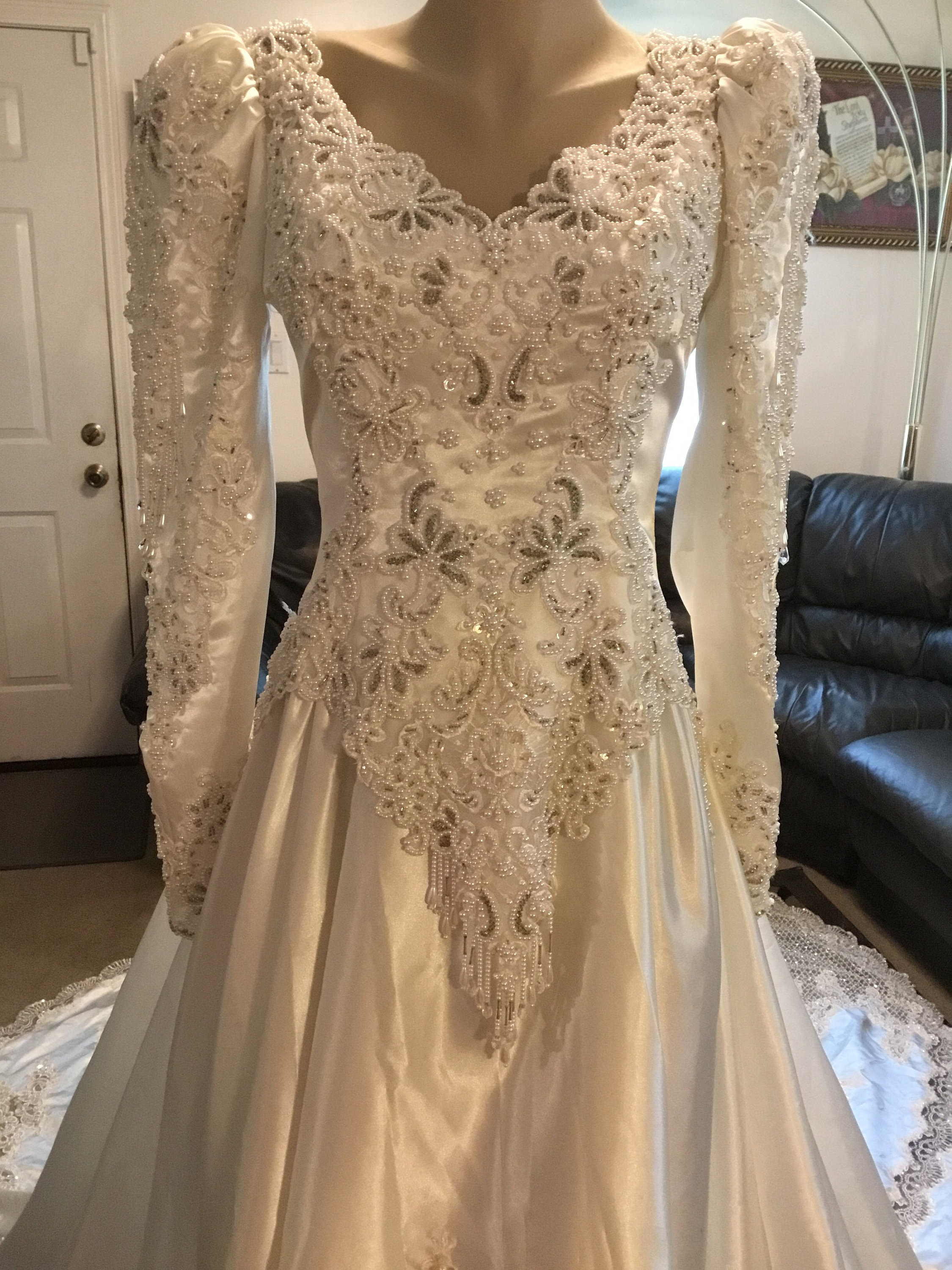 全国送料無料 Sequins Beaded, Pearl Vintage & Etsy - 6 Size Gown Wedding Lace カーディガン