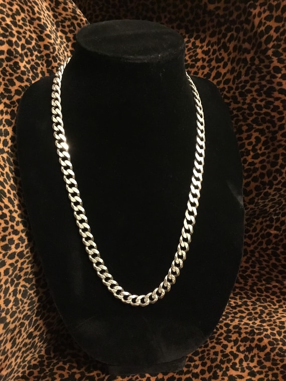 Mens Sterling Silver Link Chain With Design 25" Long,… Gem