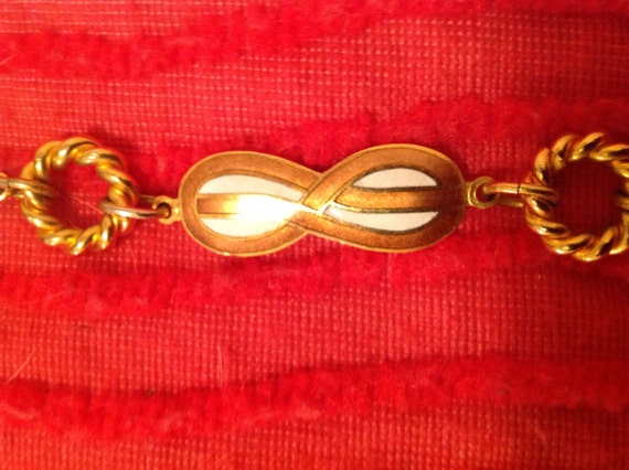 Vintage Gucci Iconic Amber & White Enamel Chain B… - image 2