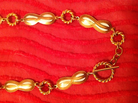 Vintage Gucci Iconic Amber & White Enamel Chain B… - image 1