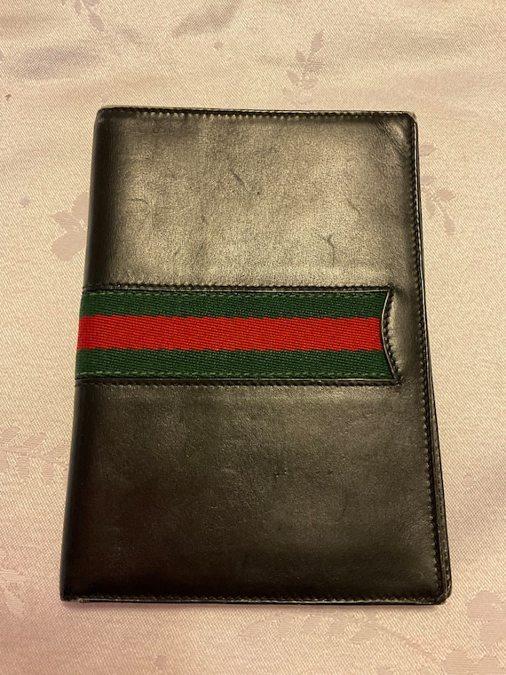 Vintage GUCCI Notebook Scratch Pad Black Leather P