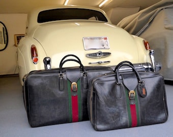 Vintage Gucci 3 Piece Luggage W/Garment Bag - Includes Original 1970 Receipts