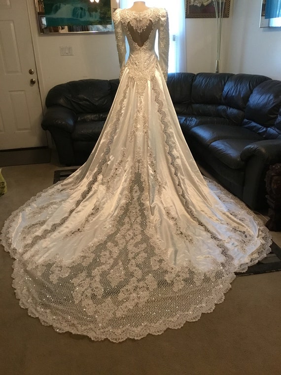 Vintage Pearl Beaded, Sequins & Lace Wedding Gown Size 6 - Etsy