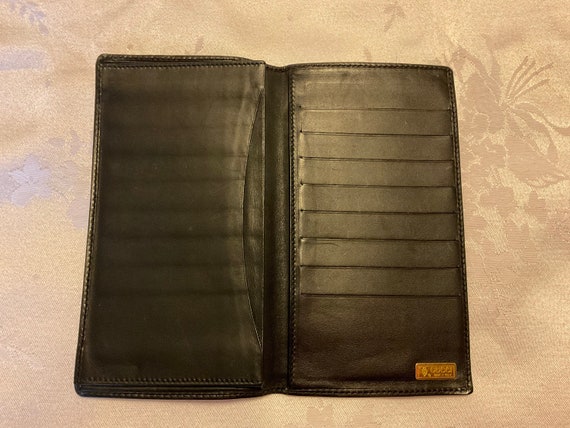 Vintage 1980s Gucci Leather Tri Fold Credit Card Wallet Clutch