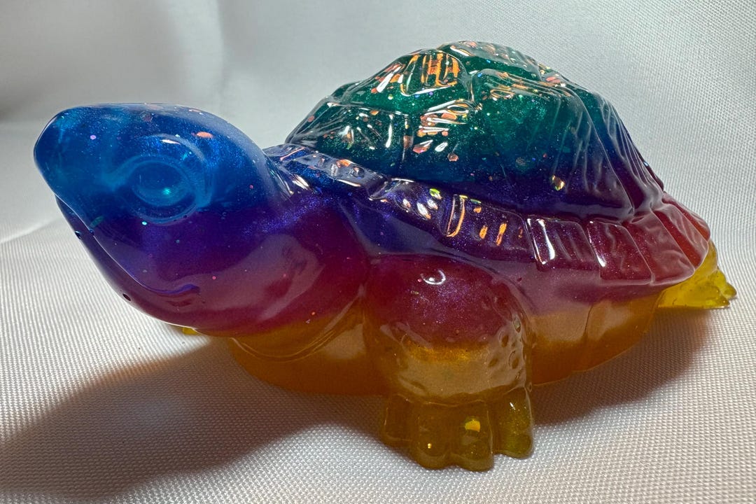 Resin Turtle - Rainbow & Glitter - Etsy
