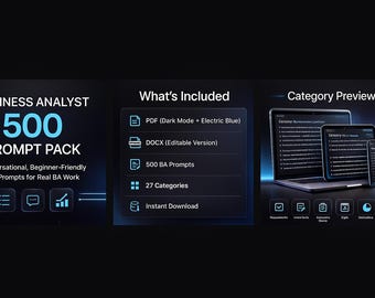 Business Analyst ChatGPT Prompt Pack | 500 AI Prompts (Digital Download)