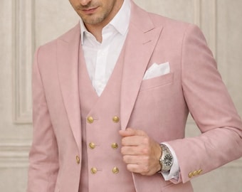 Soft pink 3 piece suit, Tailored suit, Made to measure.