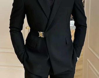 Black 2 piece suit, Tailored suit, Made to measure.