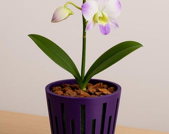 Ventilated Orchid Pot 5”  Hanging Orchid Planter with Drainage Holes  Airy 3D Printed Design