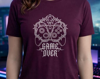 Game Over Gothic Gaming Tee Dark Aesthetic Controller Graphic Shirt Alt Streetwear Mental Health Gamer Gift Unisex Apparel