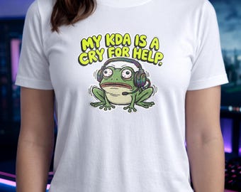 Funny Gamer Frog Shirt | KDA Cry For Help Tee | Gaming Hoodie Meme | Streamer Sweatshirt Gift | Esports Graphic Top | Video Game Apparel