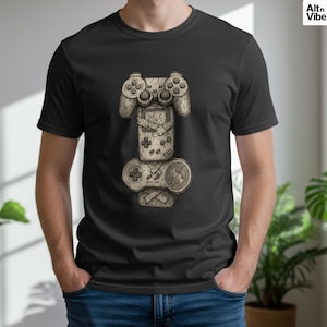 Vintage Game Controller Cotton T-Shirt, Stone Ruin Graphic