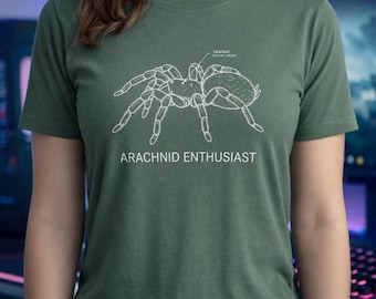 Arachnid Enthusiast Apparel - Mexican Red Knee Tarantula Shirt - Brachy Elma Hariri Anatomy Gift - Exotic Pet Owner Top - Spider Keeper Gear