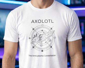 Celestial Axolotl Shirt - Ambystoma Constellation Gift - Mystic Salamander Top - Aesthetic Space Animal Gear - Geometric Amphibian Apparel