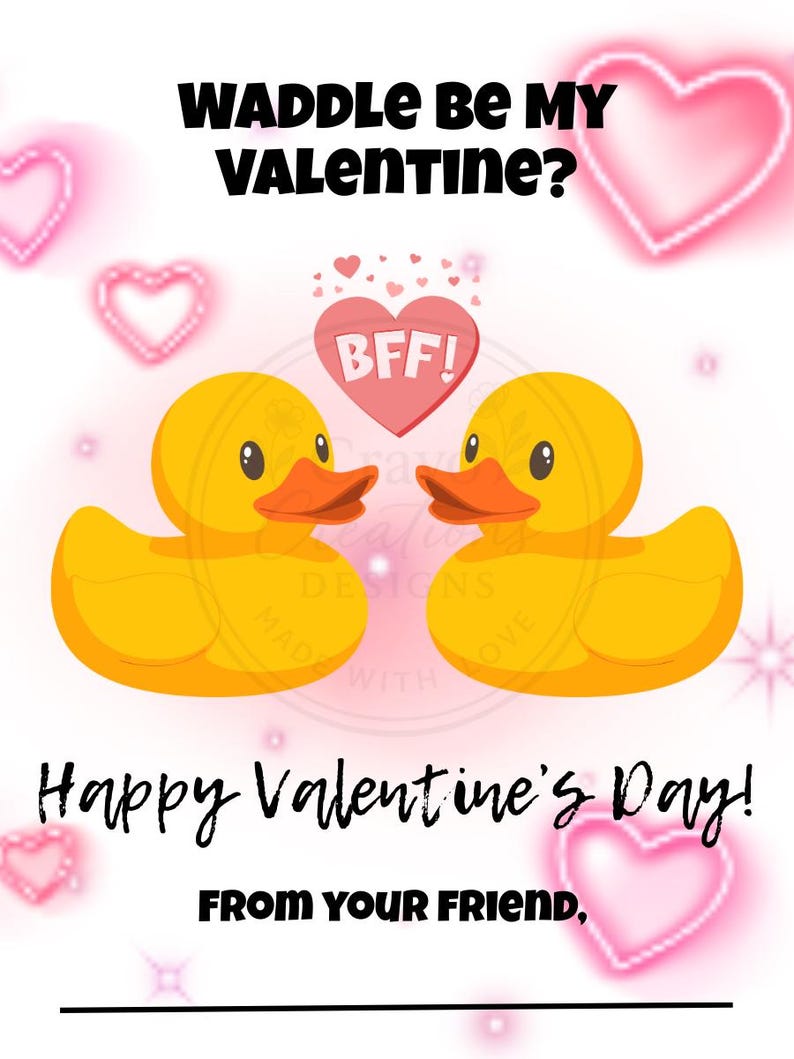 Duck Valentine’s Day Cards for Kids – Printable Classroom Valentines - Etsy