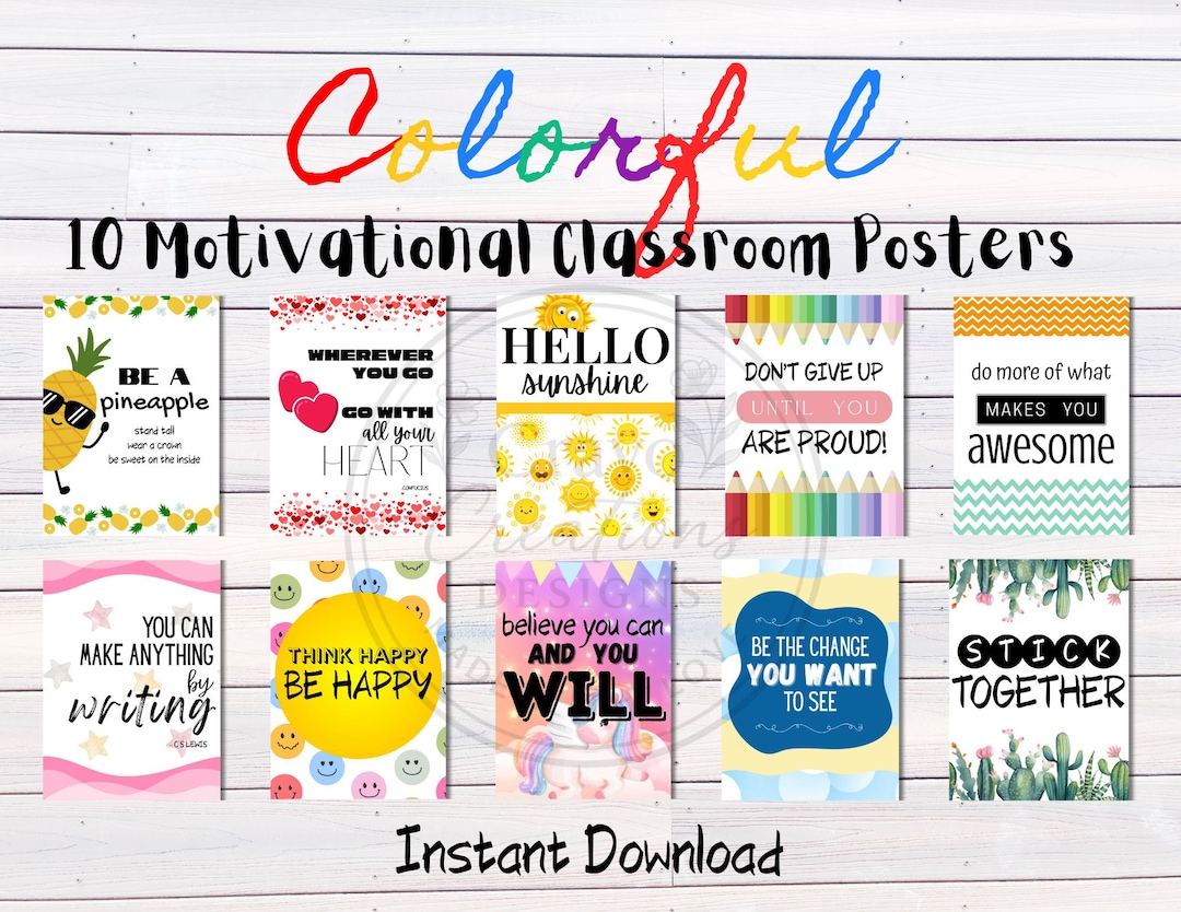 10 Printable Classroom Posters | Motivational Wall Art for Teachers ...