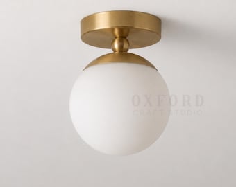 Modern Brass Flush Mount Ceiling Light - Minimalist Semi Flush Mount Globe Lamp