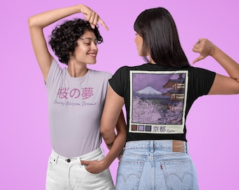 Camiseta Sueños de Flor de Cerezo / Diseño de Pagoda de Kioto y Monte Fuji