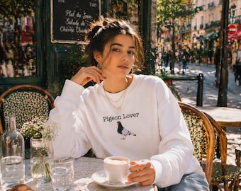 Taubenliebhaber Sweatshirt, Minimalistische Vogel Grafik, Unisex Fit