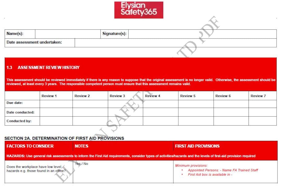 First Aider Needs Assessment Template 2025: Editable Word & PDF - Etsy
