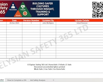 Plantilla de Análisis de Seguridad Laboral (JSA) – Canadá / Evaluación de Riesgos / Alineado con la CSA / Formulario de seguridad editable en Excel