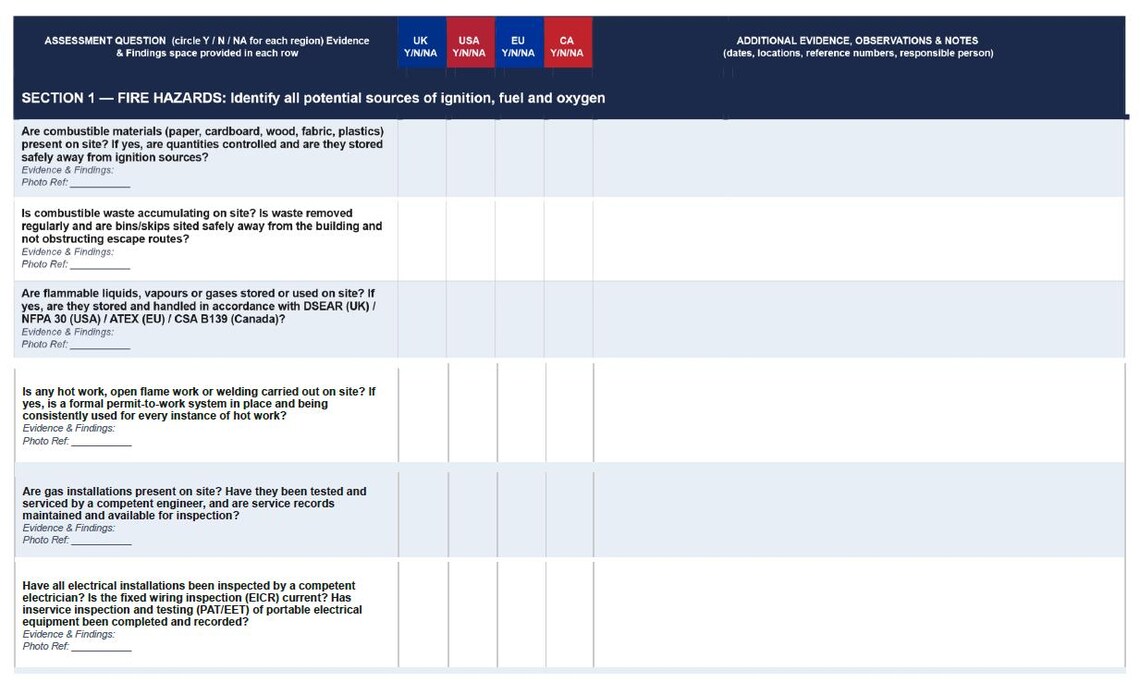 Fire Risk Assessment Template 2026/2027 | UK Fire Safety FRA Form ...