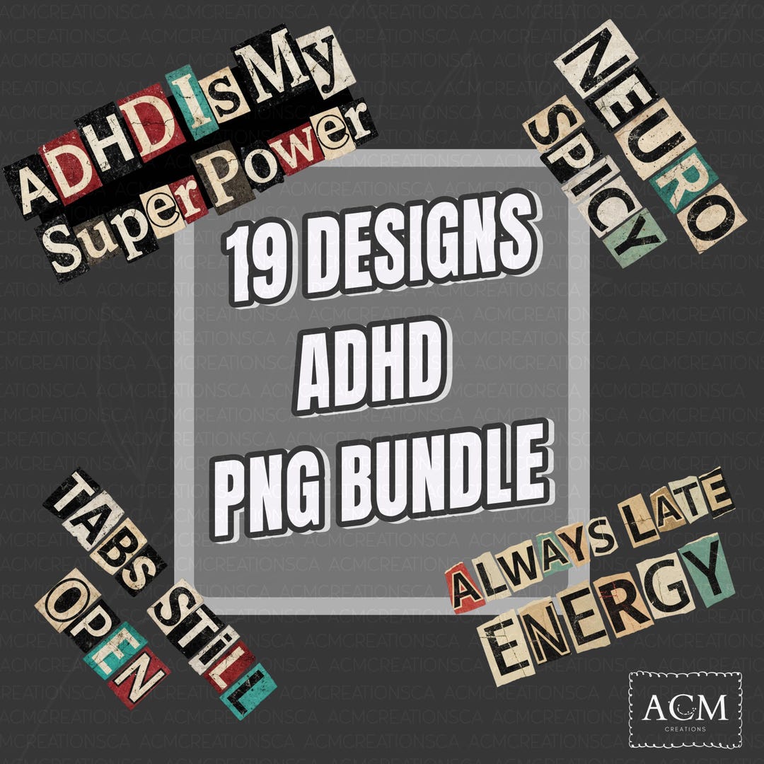 Health Ransom Lettering ADHD Funny Png Bundle | Ransom Letters Distressed Png | Snarky PNG ...