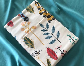 Linen Quilted Laptop Sleeve | Floral Fabric, Hand-knitted Cord