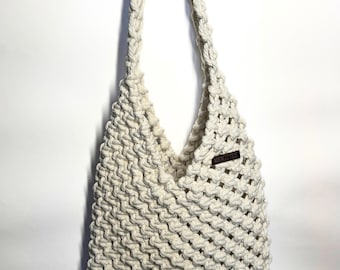 Handmade Macrame Shoulder Bag – Crochet Tote – Boho Summer Bag – Everyday Cotton Bag – Beach Bag