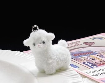 Flocking Alpaca Resin Charms - Animal Pendant, DIY Findings (5pcs)