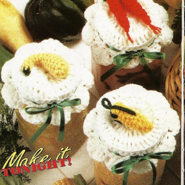 Canning Jar Covers Toppers Vintage 90's Crochet Pattern PDF INSTANT DOWNLOAD