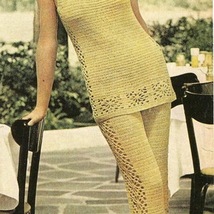 Sleeveless Tunic & Pants Set Vintage 60s or 70s Crochet Pattern PDF INSTANT DOWNLOAD