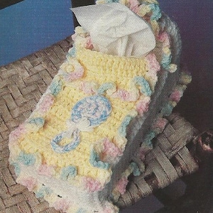 Bassinet Tissue Box Cover for Nursery Vintage 1989 Crochet Patterns PDF INSTANT DOWNLOAD
