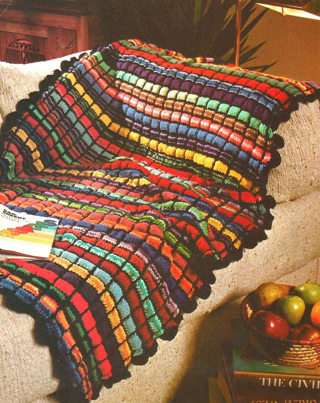 Old Fashioned Windowpane Afghan Vintage Knit Knitting Pattern PDF ...