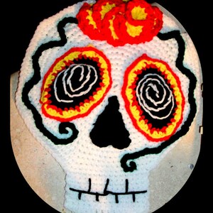 PDF Digital Download How to Crochet Pattern - Skurriler Funky Spooky Halloween Tag der Toten Sugar Skull Tisch oder Wandkunst