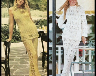 Bundle Lot of 2 Vintage Crochet Patterns PDF INSTANT DOWNLOAD - Pants & Shirts Sets