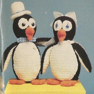 Bride and Groom Penguin Plush Dolls Vintage 1989 Crochet Pattern PDF INSTANT DOWNLOAD