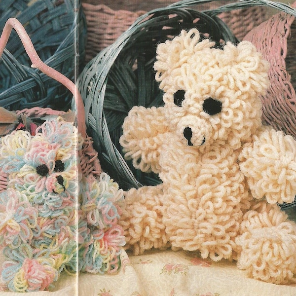 Loop Stitch Teddies Plush Stuffed Toy Vintage 1990 Crochet Pattern PDF INSTANT DOWNLOAD