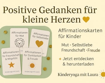 Affirmation cards for children to print, 16 positive encouragement cards, self-love & mindfulness, children's yoga PDF