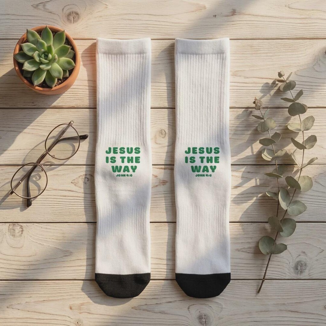 Christian Faith Socks Jesus is the Way White Unisex Christian Socks ...